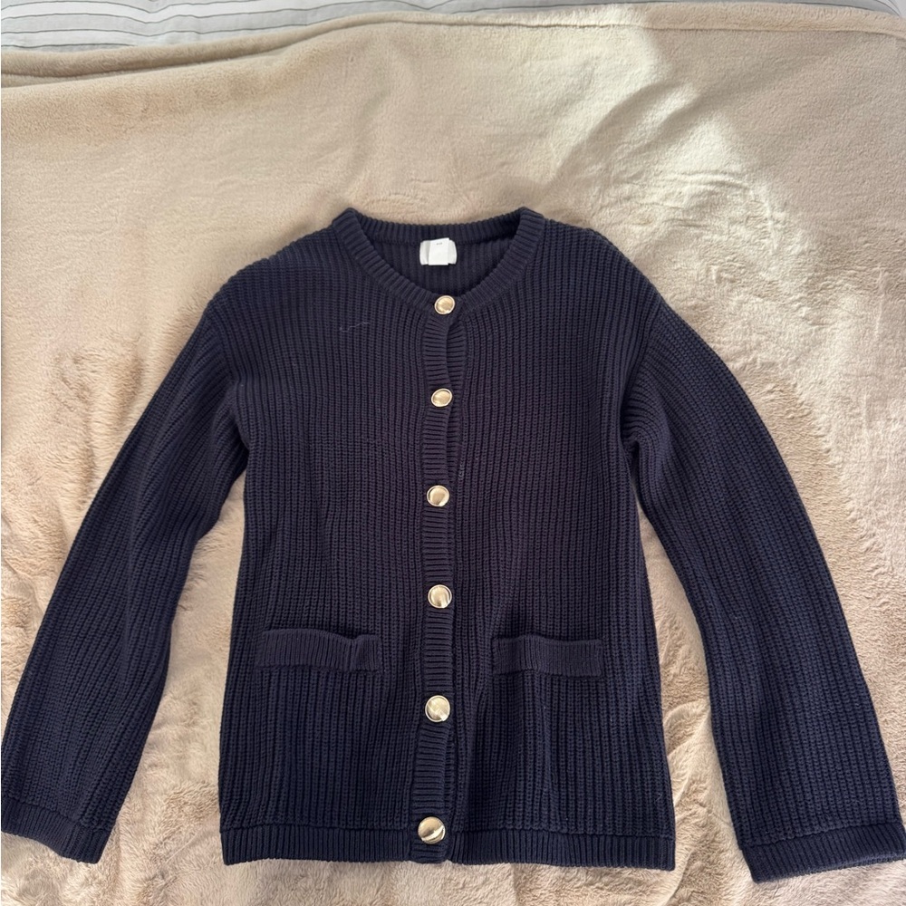 H&M Dark Blue Cardigan with Gold Buttons